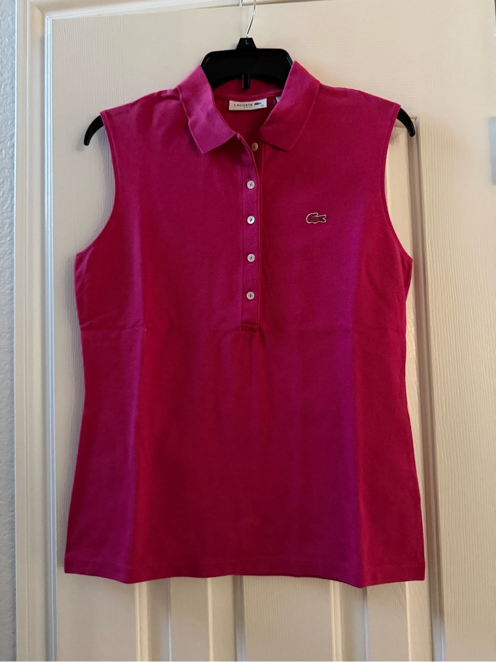 Lacoste Sleeveless Polo Tank Top in Bright Fuchsia